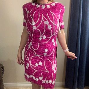 Scala vintage beaded small petite cocktail dress